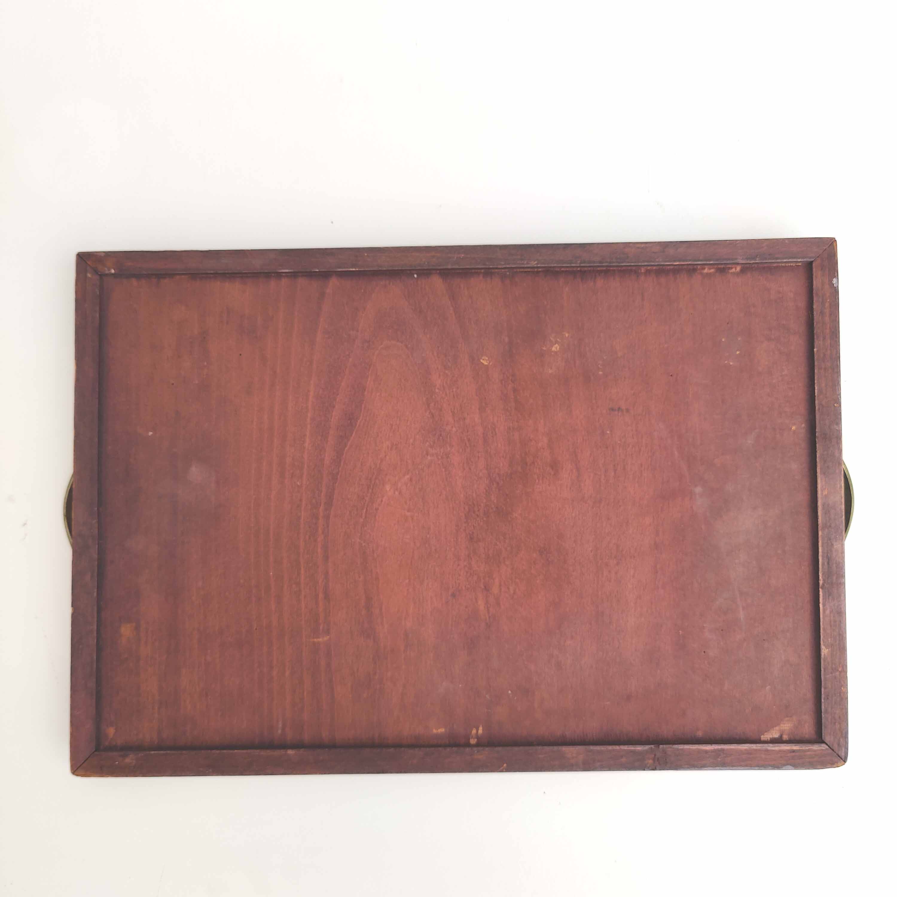 Wood and brass service tray