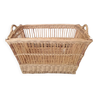 Panière à linge en osier / rotin vintage