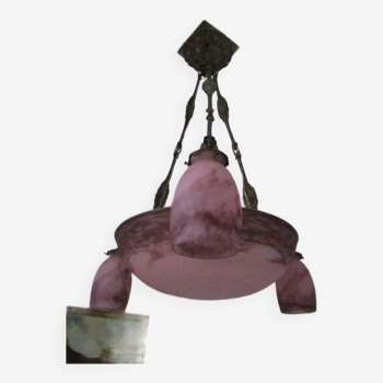 Glass paste pendant lamp and bronze frame