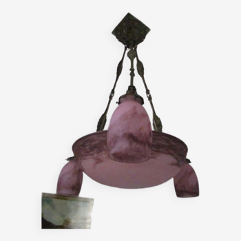 Suspension en pate de verre et monture en bronze