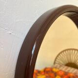 Vintage chocolate plastic round mirror 1970