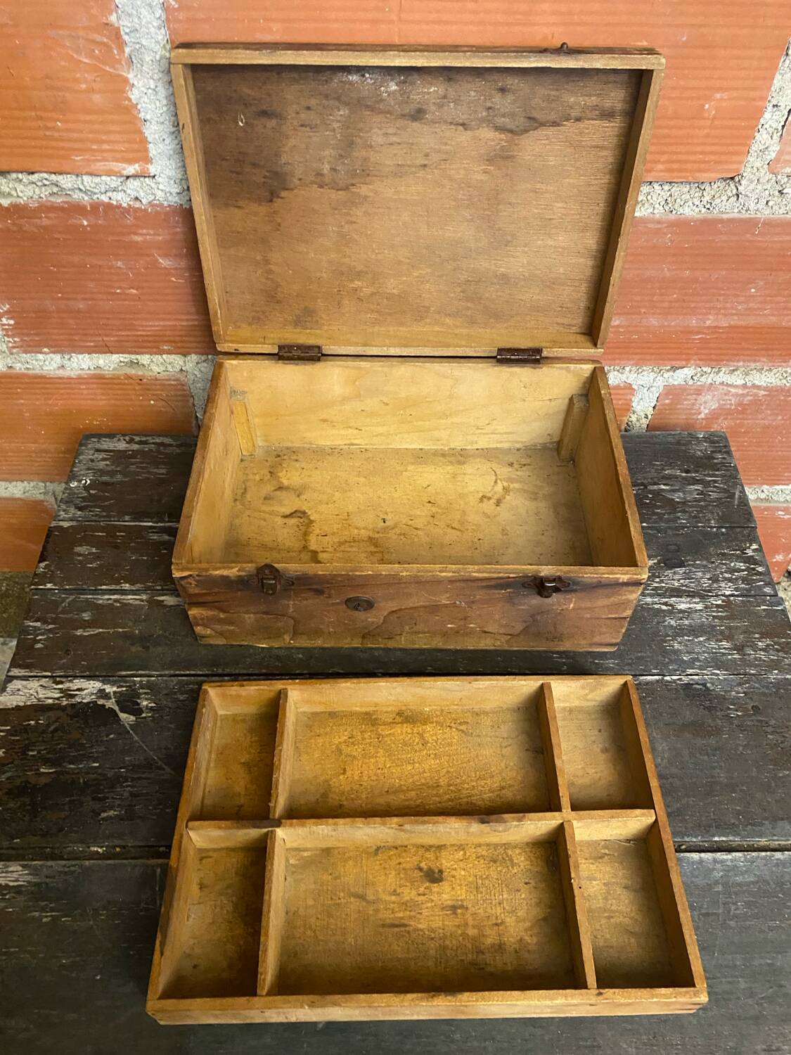 Vintage Wooden Interior Compartment Antique Jewellery Storage Box