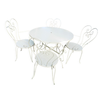 Green wrought iron garden furniture