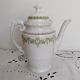 English porcelain coffee maker, green and gold, antique, vintage