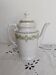 English porcelain coffee maker, green and gold, antique, vintage