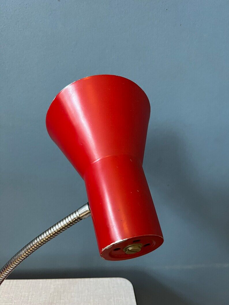 Flexible desk lamp vintage space age red