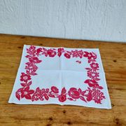 4 serviettes de table vintage blanches à fleurs roses