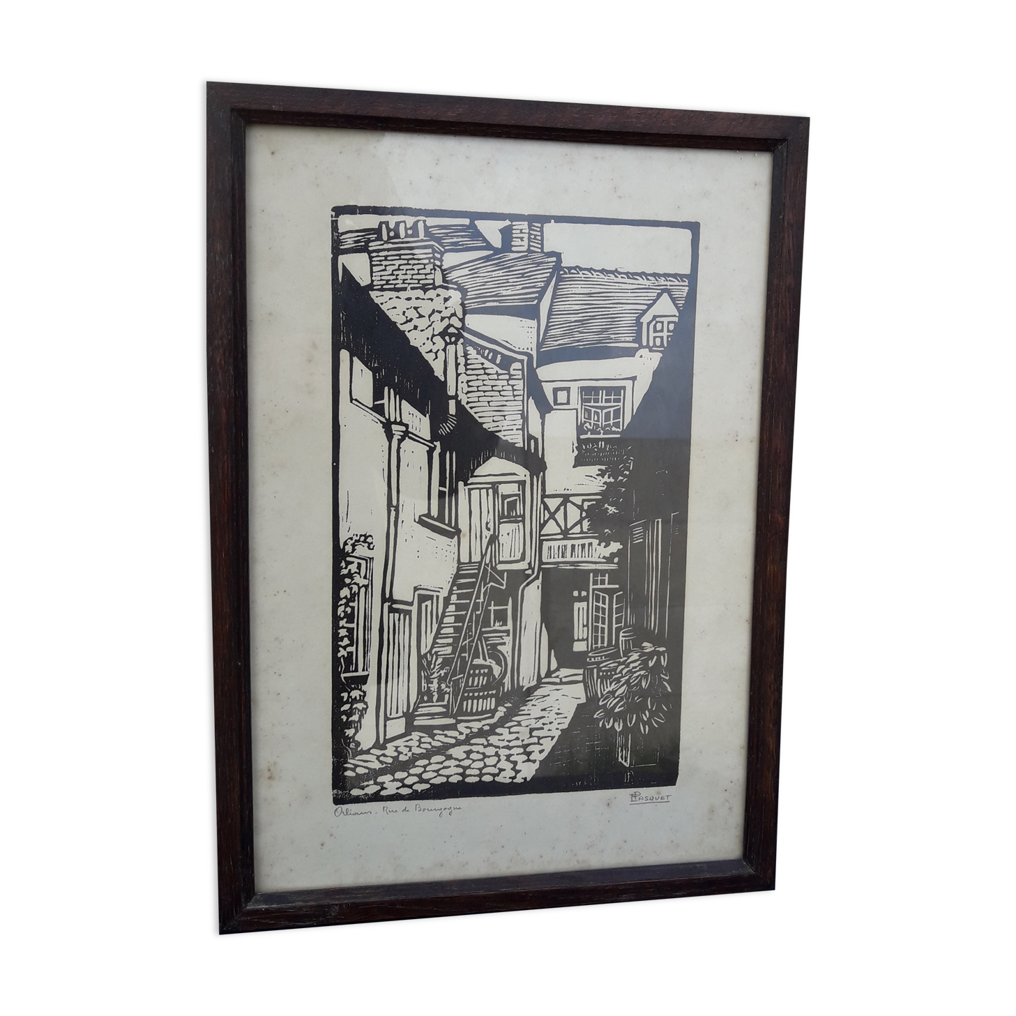 Framed poster by Pasquet rue de Bourgogne in Orleans H 34.5 cm