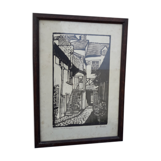 Framed poster by Pasquet rue de Bourgogne in Orleans H 34.5 cm