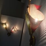 Pair of wall lamps metal perforated color, France 1950