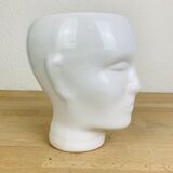 Vase or pot cover head in white ceramic