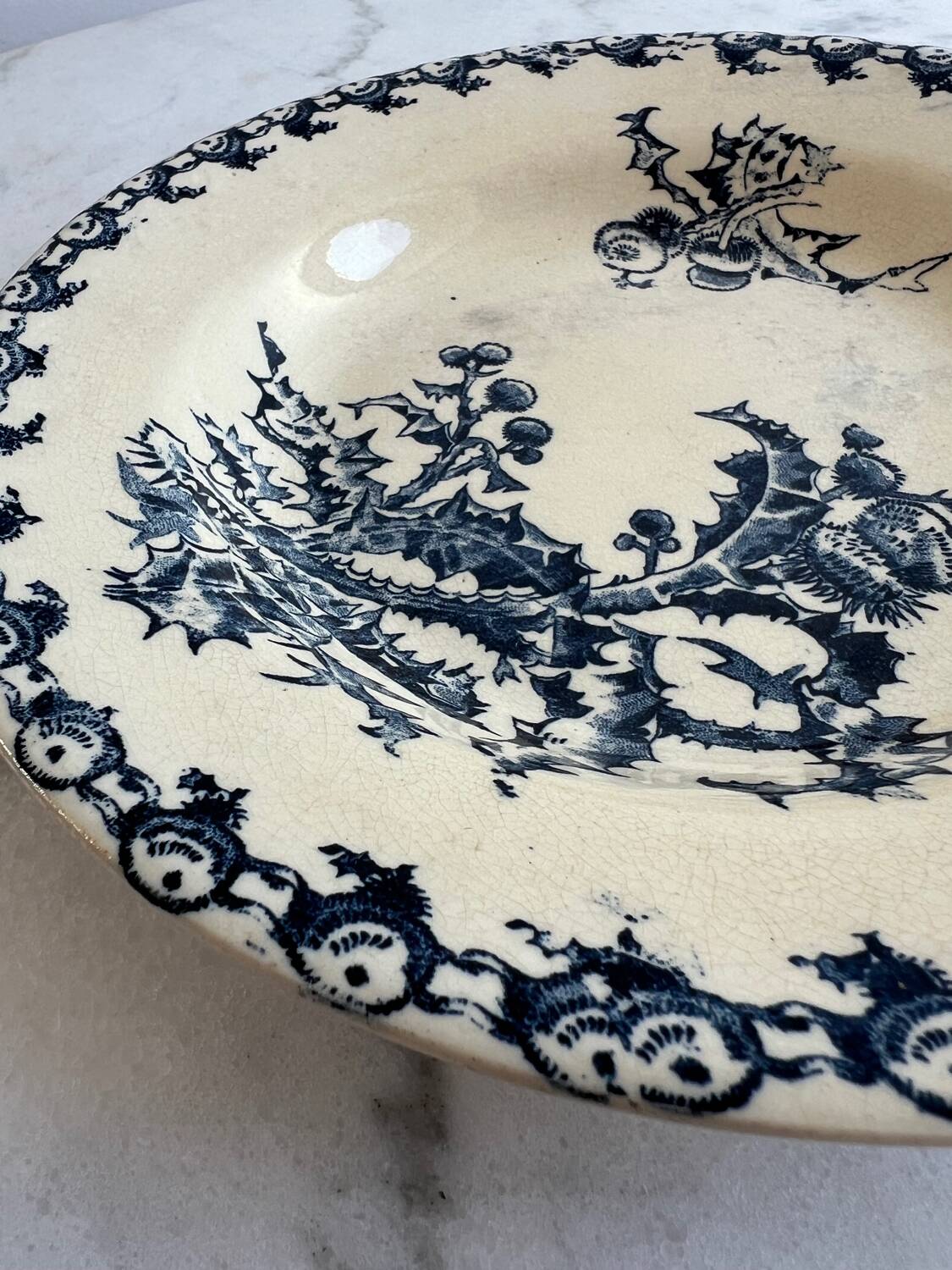 Set of 4 chardon gien terre de fer soup plates