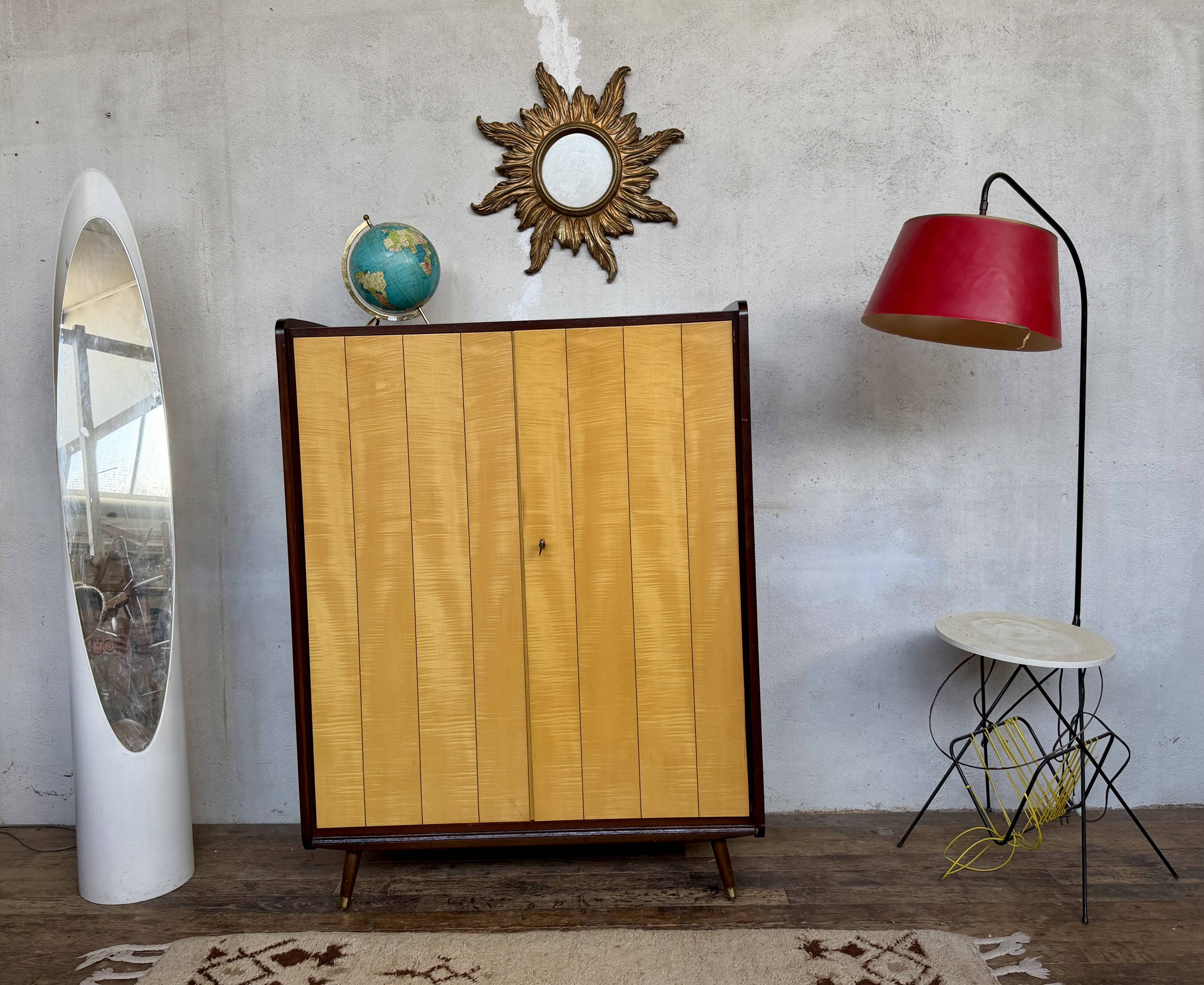 Vintage two-tone wardrobe – Tapered legs – 1960s Scandinavian style