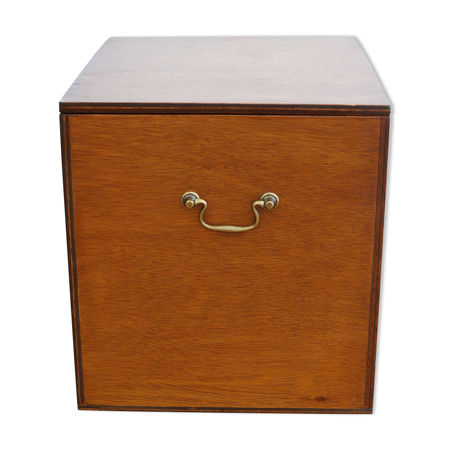 Large wooden box with brass handles