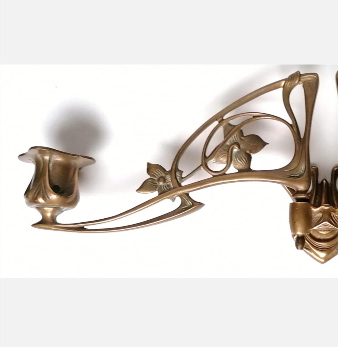 Pleyel art nouveau bronze candle holder