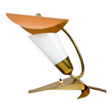 Lampe de table Art déco rare en laiton et verre laiteux, années 1930