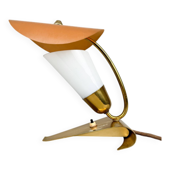 Rare Art Deco Brass & Milk Glass Table Lamp, 1930's