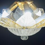 Petite vintage Italian Murano glass amber and transparent ceiling light