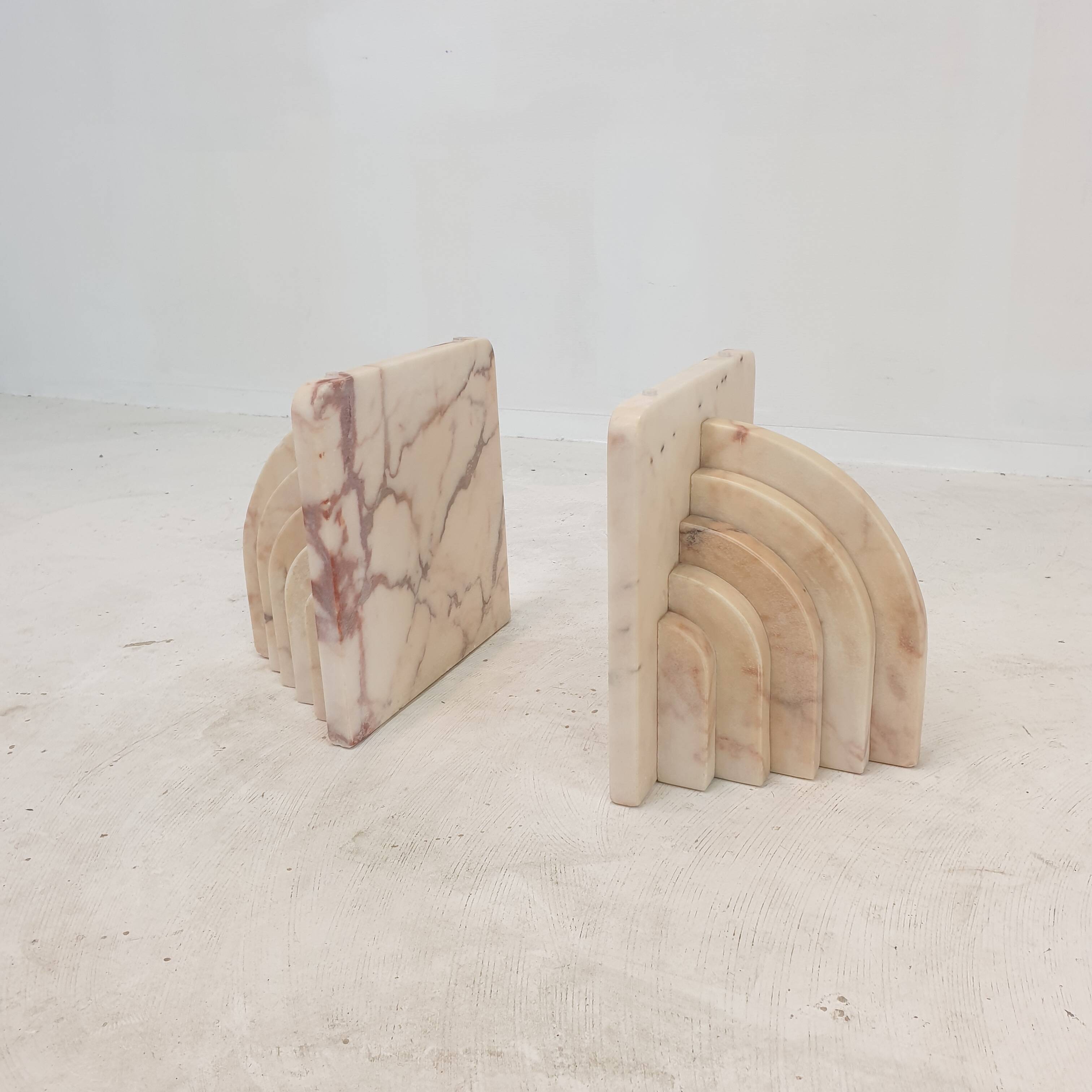 Italian marble coffee or side table with glass, 1970s