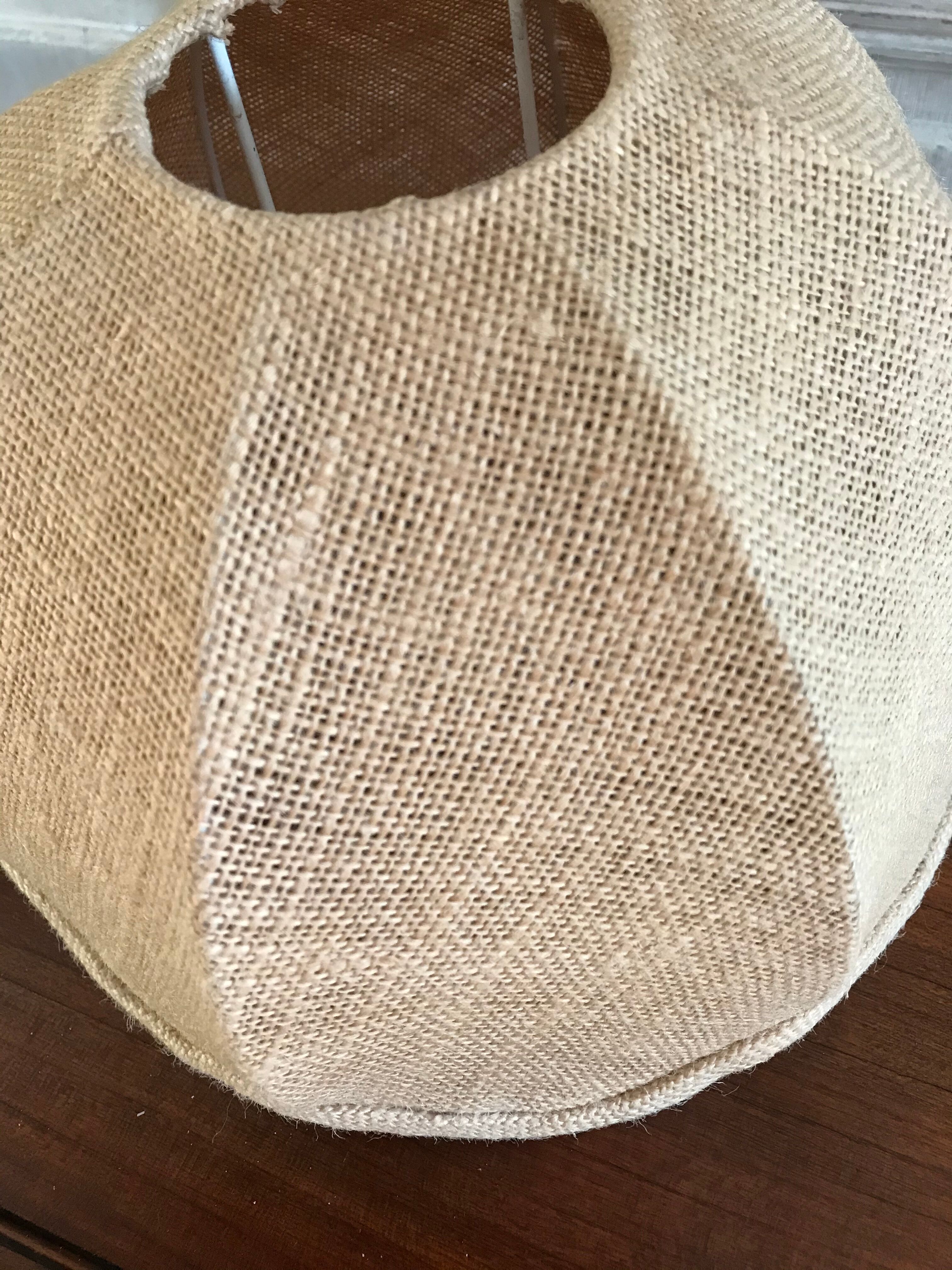 Pair of vintage jute lampshades