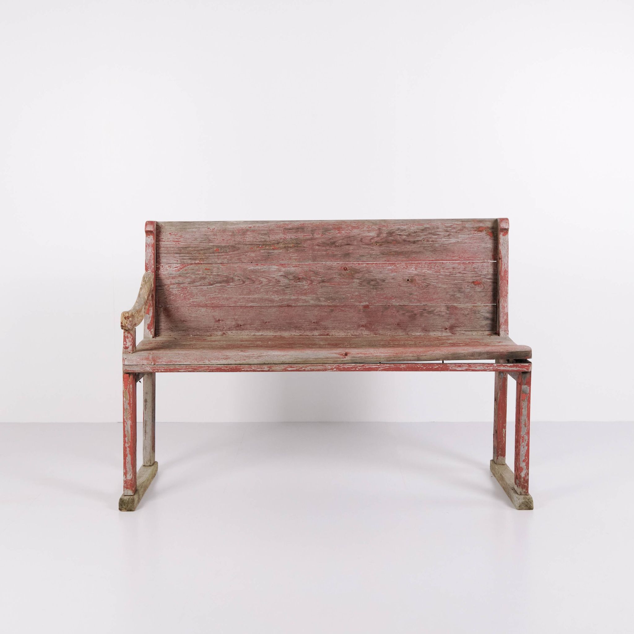 Bench - Original red paint - Pine wood - 1860s