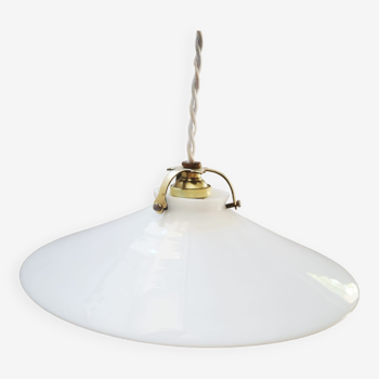 Old pendant lamp in white opaline art deco 1930 ø 24.7 cm