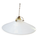 Ancienne suspension baladeuse en opaline blanche art déco 1930 ø 24.7 cm