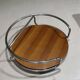 Table basse vintage onyx ivoire chrome et bois