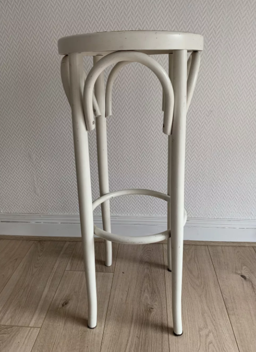 Vintage bistro stool canned white