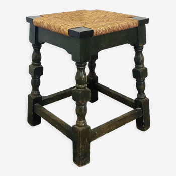 Tabouret en bois et corde, années 1980