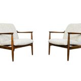 Pair of mid century green gfm64 armchairs by edmund homa, 1960's