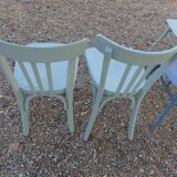 Set of 4 mismatched blue chairs