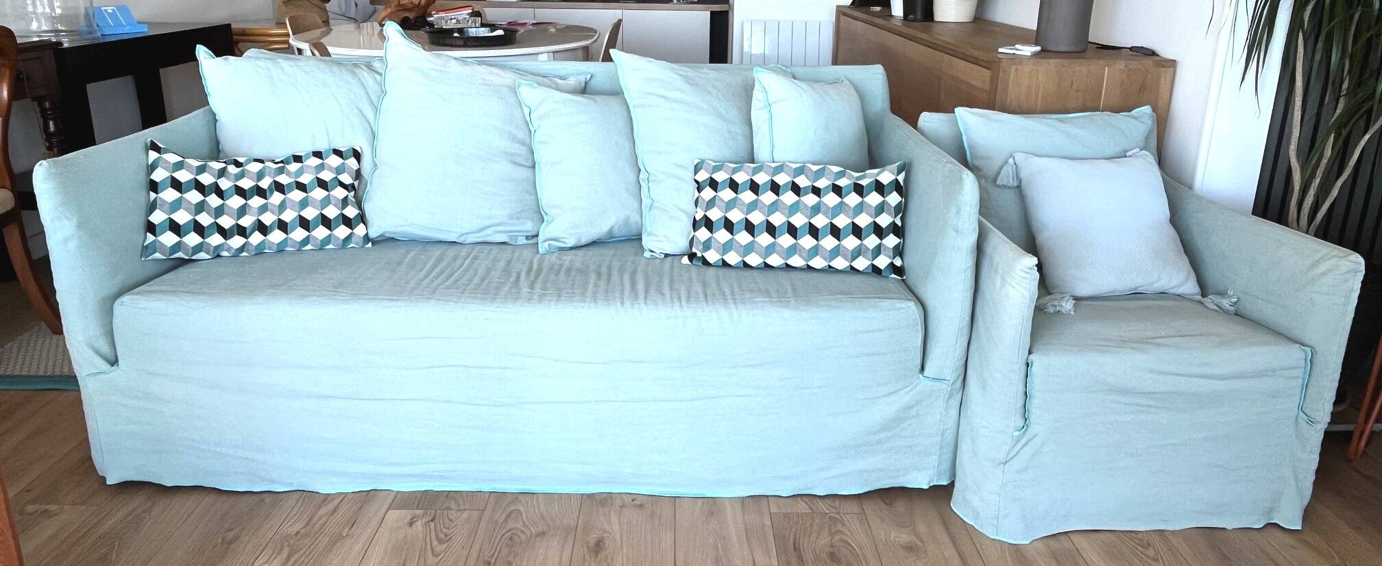 Gervasoni ghost sofa + covers + matching armchair