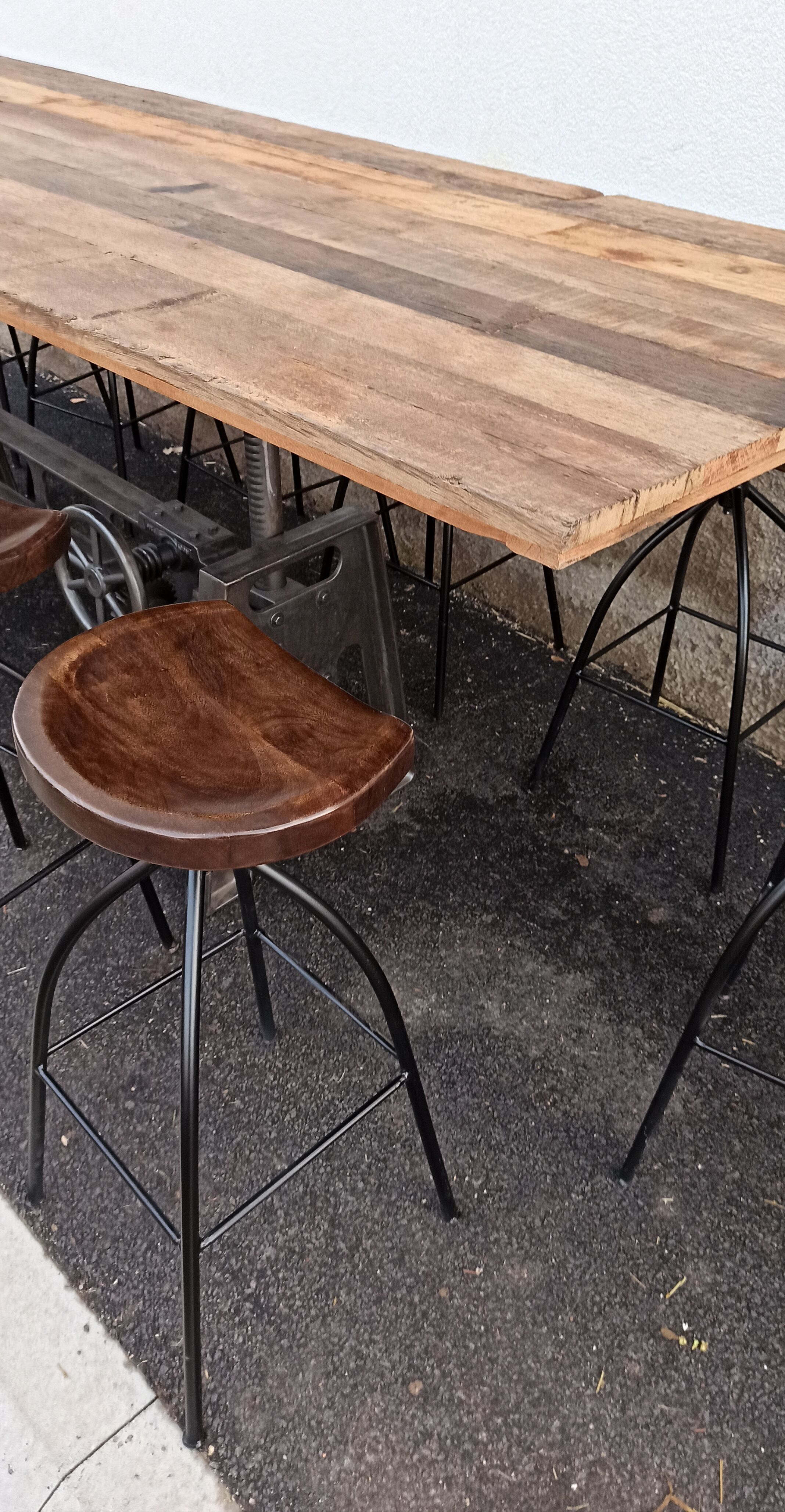 Adjustable dining table set and bar stools