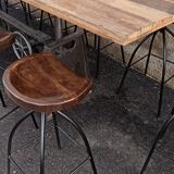 Adjustable dining table set and bar stools