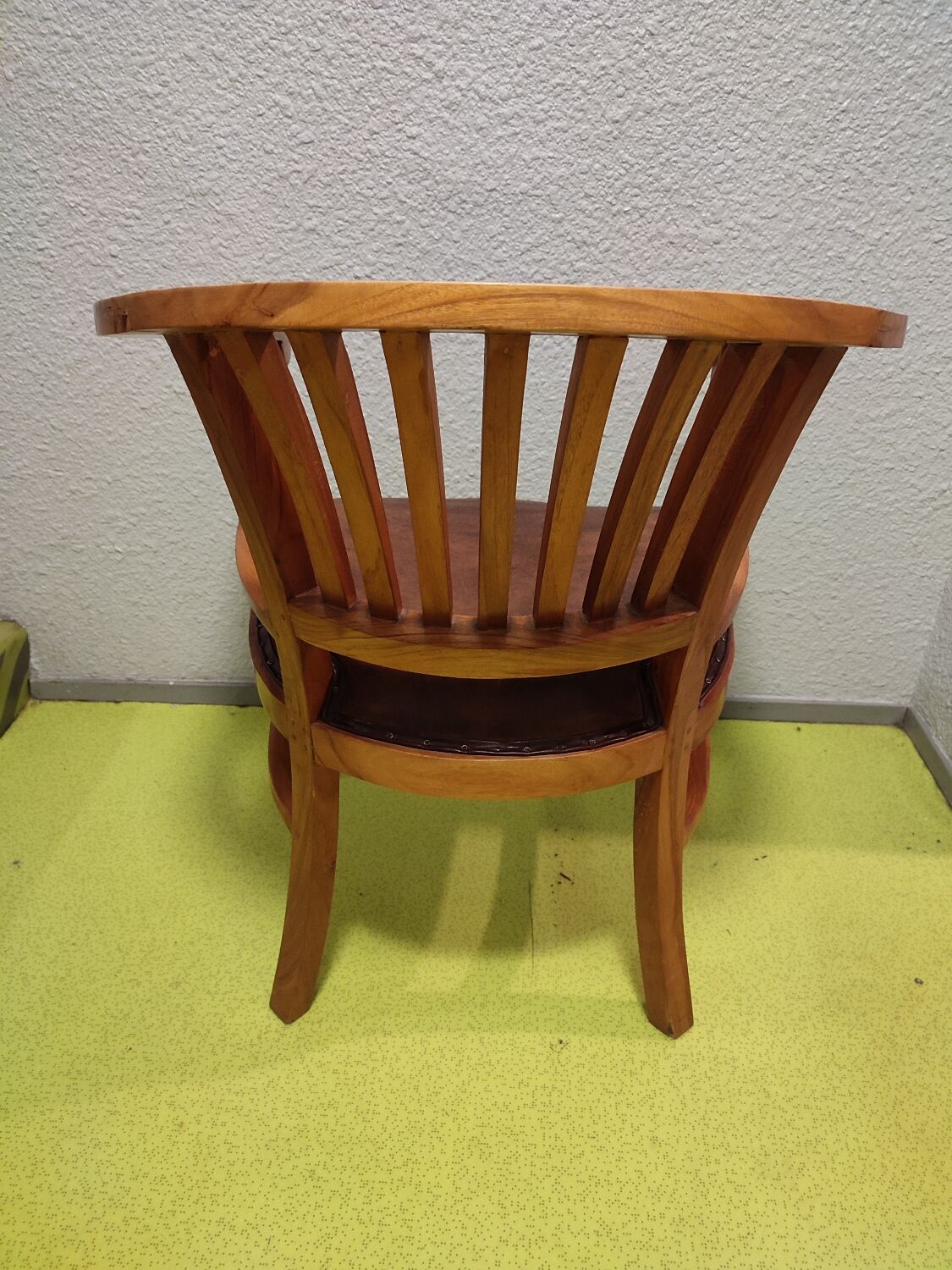 Fauteuil de bureau en teck et cuir vintage