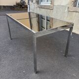 Rectangular table with chrome mirror glass 1970s vintage