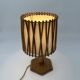 Rattan Table Lamp with Crosshatch Shade, Attributed to Louis Sognot,