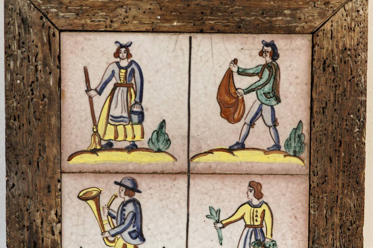 Composition of old Italian earthenware tiles