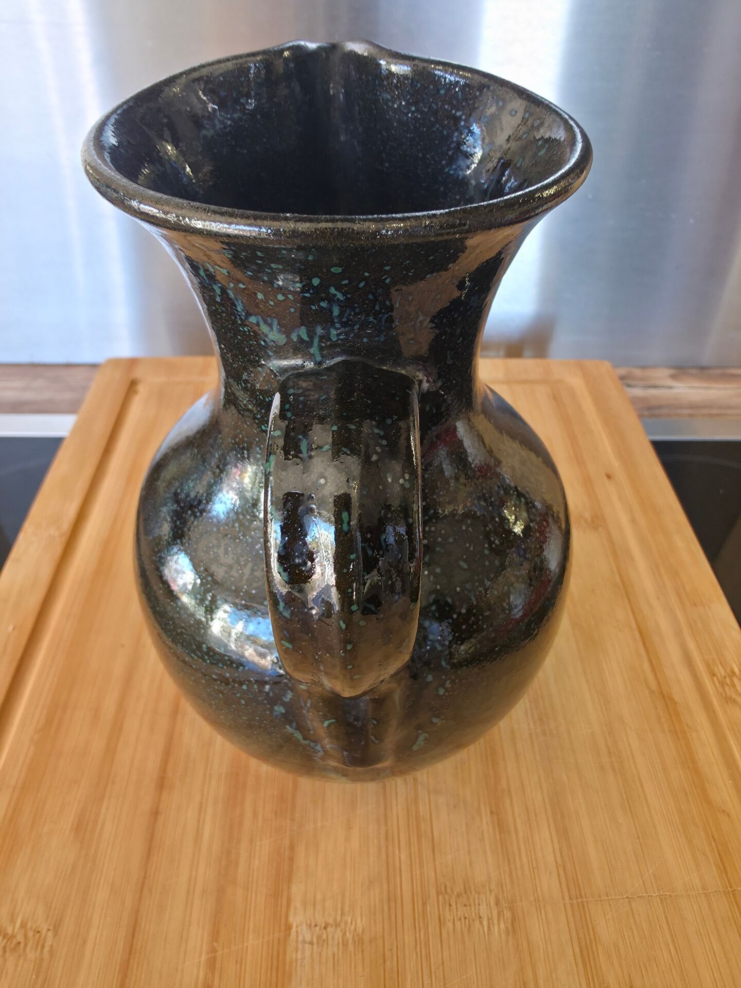 Vintage Jug in Glazed Stoneware – Brutalist / Rustic Chic Style