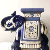 Pair of ceramic elephant side tables
