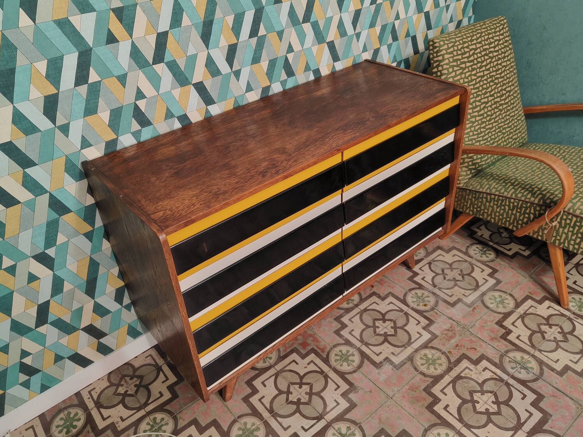Chest of drawers U 453 Yellow by Jiri Jiroutek for Interier Praha, old edition from 1962