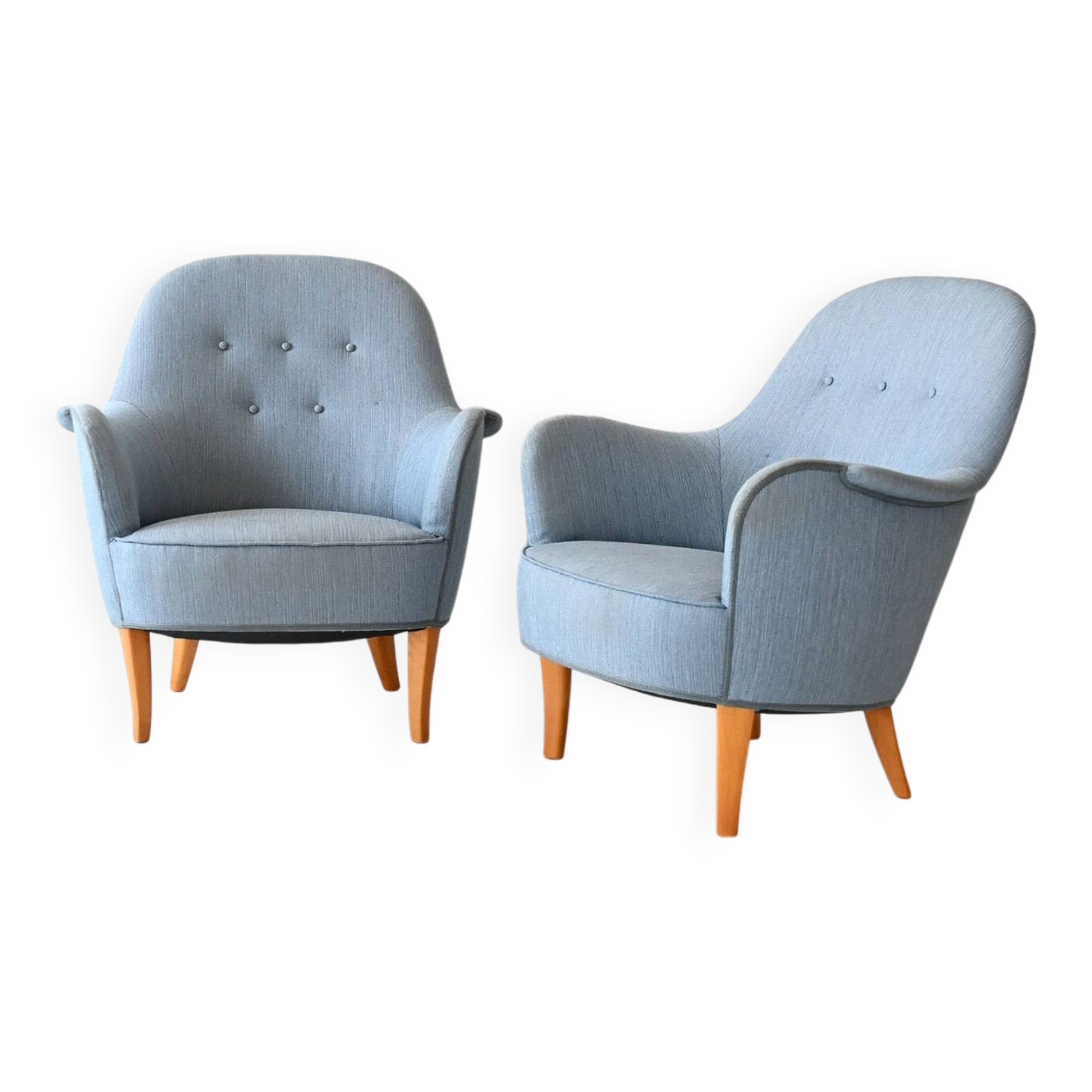 Pair of Vintage Samsas Armchairs by Carl Malmsten