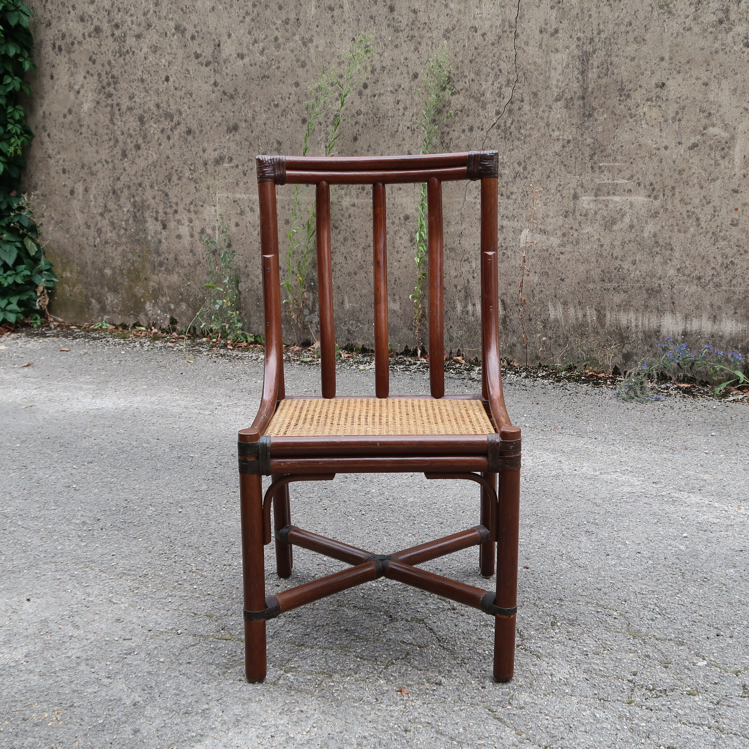 Office chair Mc Guire in bamboo and seat in cannage