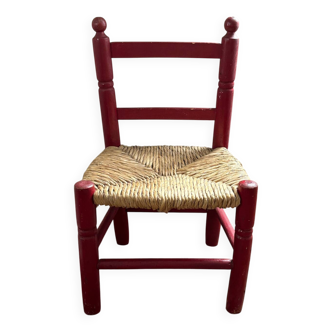 Chaise en bois et paille