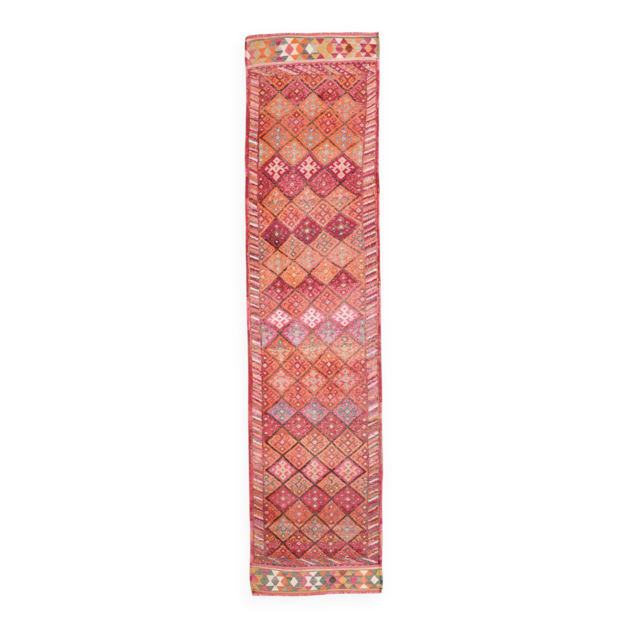 Tapis Couloir Turc Géométrique, Tapis Tribal Vintage, 87x366 Cm