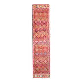 Tapis de couloir turc géométrique, tapis tribal vintage, 87x366 cm