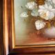 Still life painting with flowers, artist's signature
