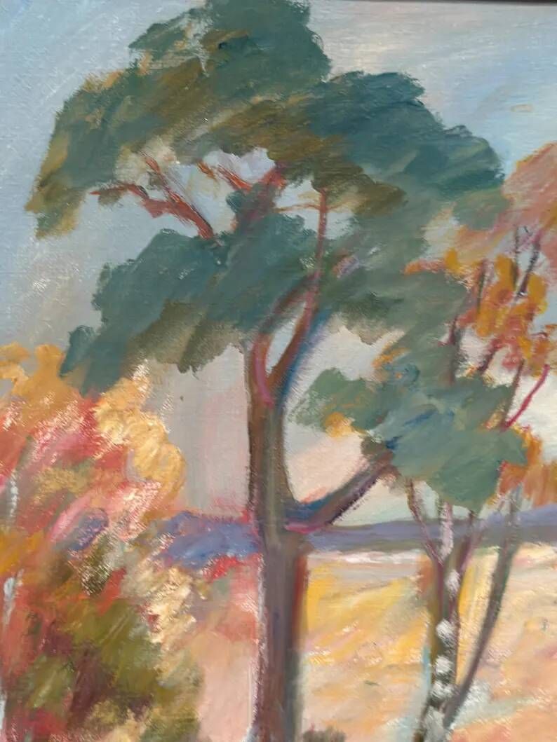 Large Original Swedish Oil on Canvas - “Forest” by Katharina Fontain - Signed - Vintage & Framed - 60 × 80 cm (23.6" × 31.5")