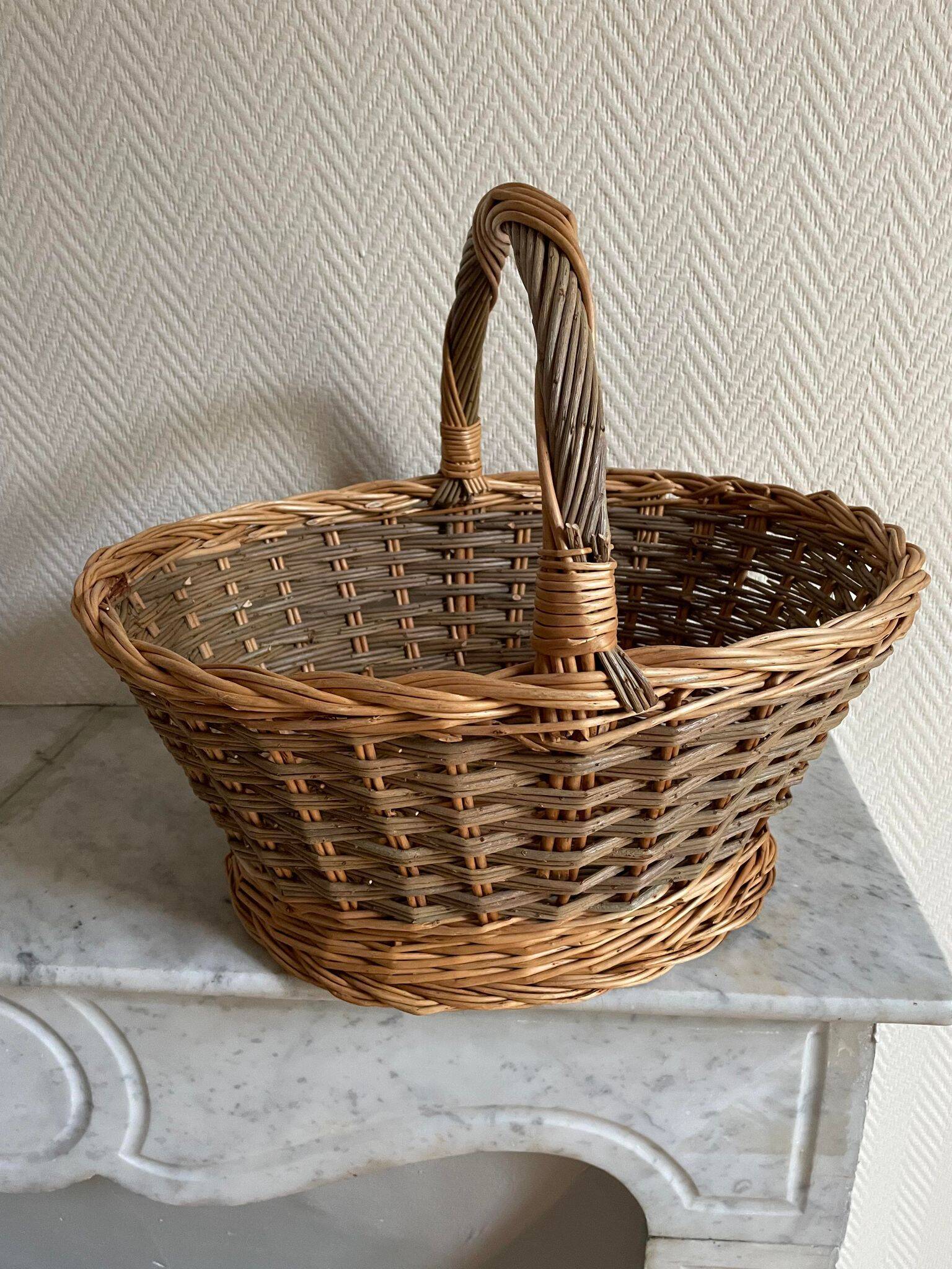 Panier osier gris vert